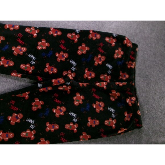 Joe Boxer Pajama Pants Womens XL Black Gingerbread Holiday Print Fleece Cozy - Picture 2 of 11